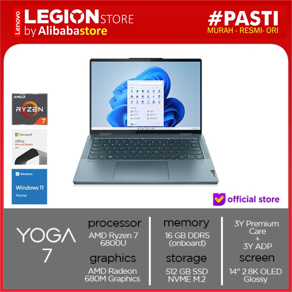 Lenovo Yoga 7 14ARB7 82QF001DID Ryzen 7 6800U 16GB 512GB W11+OHS OLED