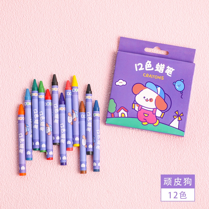 Crayon Mini Isi 12 pcs Set Warna Karakter Lucu A-22