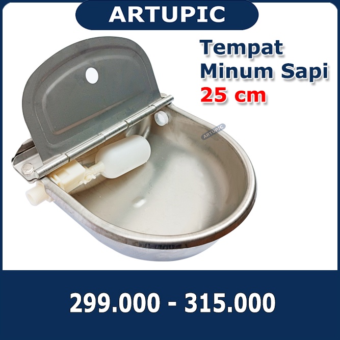 Tempat Minum Sapi 25 cm Anjing Kambing Domba Kuda Mangkok Wadah Minum Stainless Steel Drinking Bowl Termasuk Pelampung Otomatis Dog Cow Horse Goat Sheep