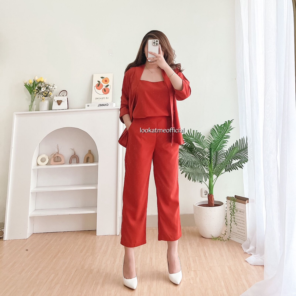 lookatmeofficial • Clarisa Set Wanita 3in1 - Setelan Kantor Wanita Blazer + Pants