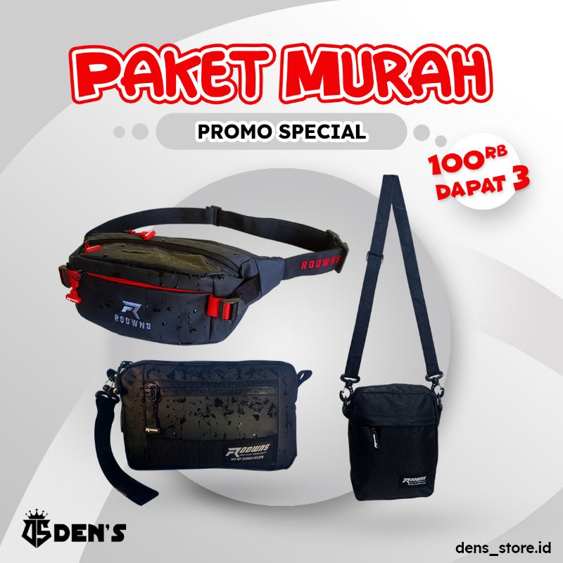 Paket Bundle Tas Waistbag Waterproof SlingBag Handbag Waterproof