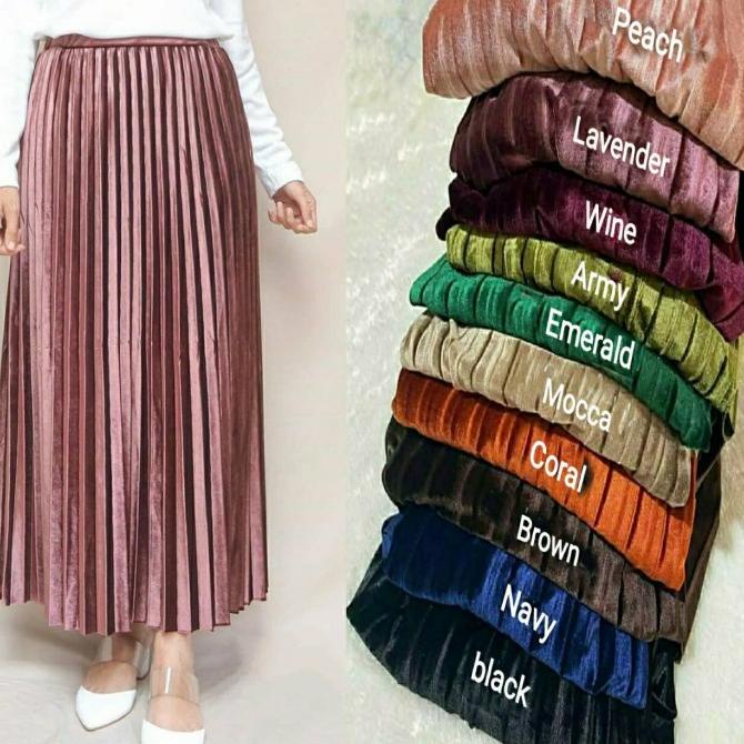 Rok Plisket Payung Beludru Import Termurah