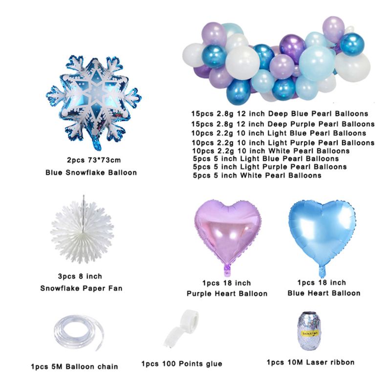 Zzz Balon Latex Bentuk Snowflake Warna Biru Muda / Putih / Ungu Untuk Dekorasi Natal