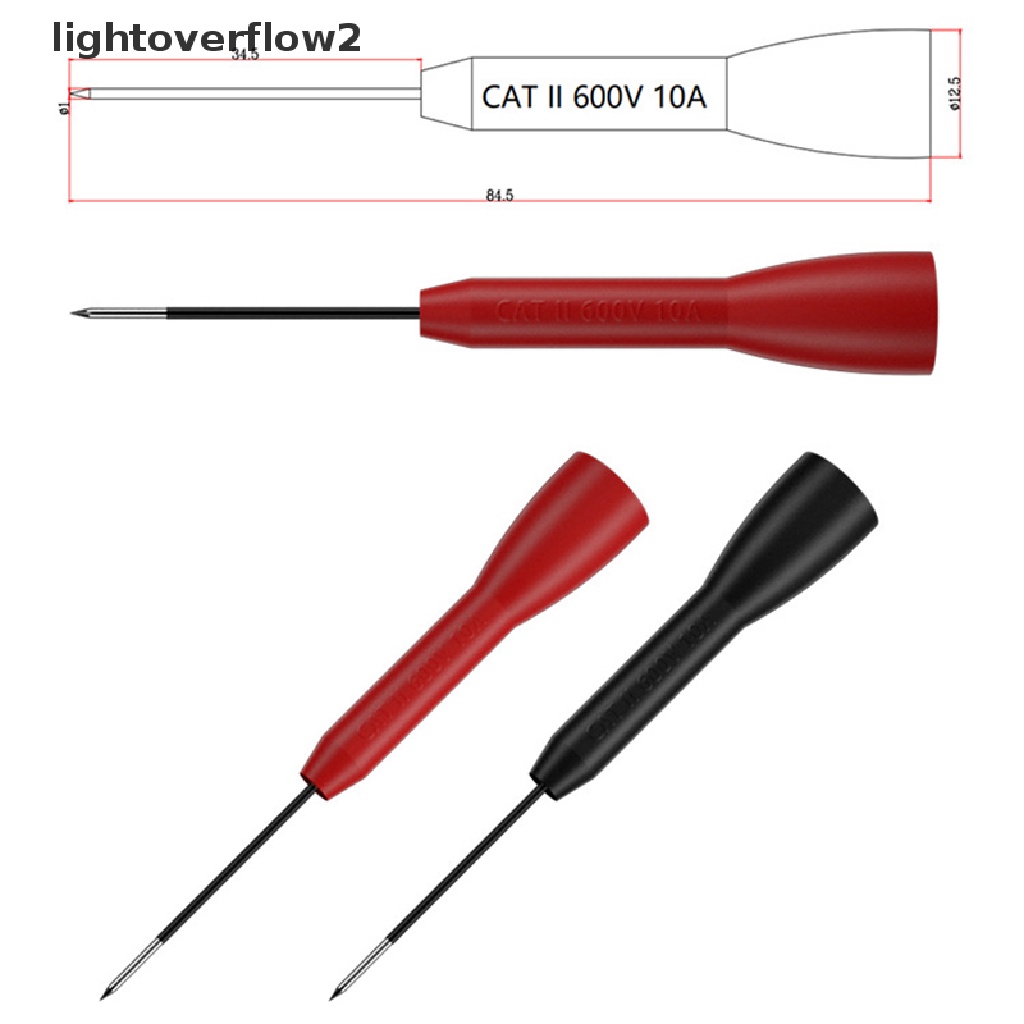 (lightoverflow2) 2pcs / Set Alat Tes Probe Multimeter Non Destruktif Dengan Pin Insulasi