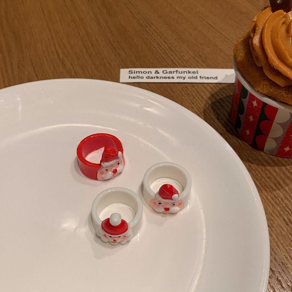 Mxbeauty Cincin Natal Lucu Kartun Festival Perhiasan Hadiah Santa Claus Vintage Jari Rings