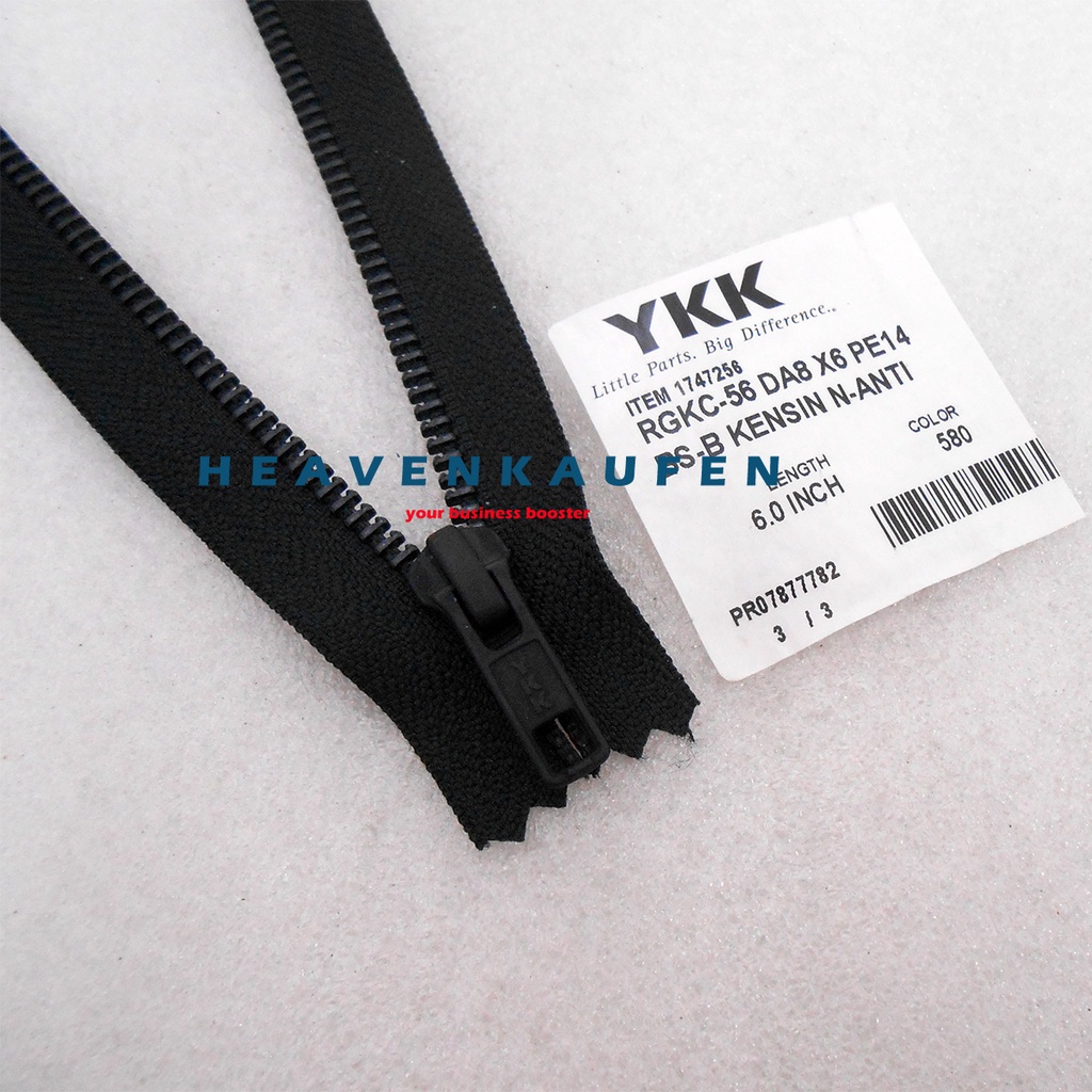 Resleting Zipper YKK Hitam Black Oxide 15 cm / 6 inch Set Close-End Rare Item High Quality