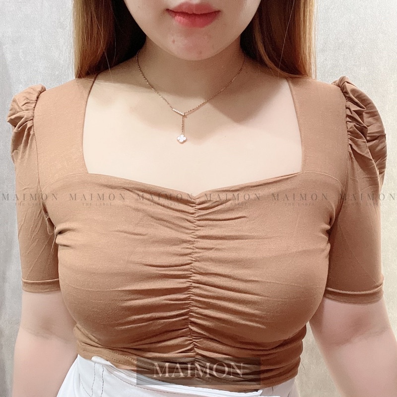 Puffy Sweetheart Blouse | Atasan Crop Korean Fashion | Maimon Grosir