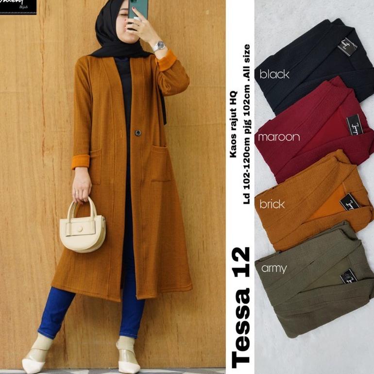 Cardigan Rajut Import Premium Tessa Cardy 12 by Valent Hijab Fashion Solo BAHAN TEBAL LEMBUT • PUR.1