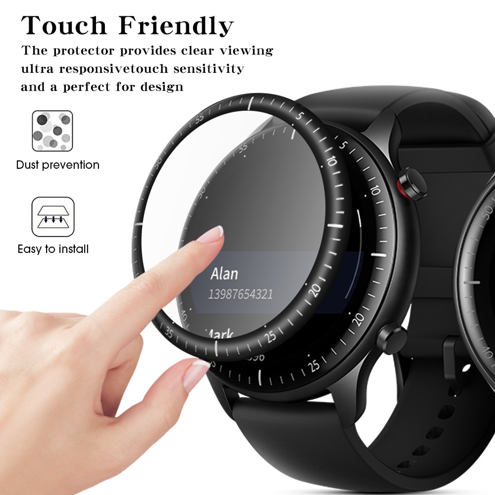 Pelindung Layar Smartwatch 3D Anti Gores Bahan Fiber Lembut Untuk Huami Amazfit GTR 2e