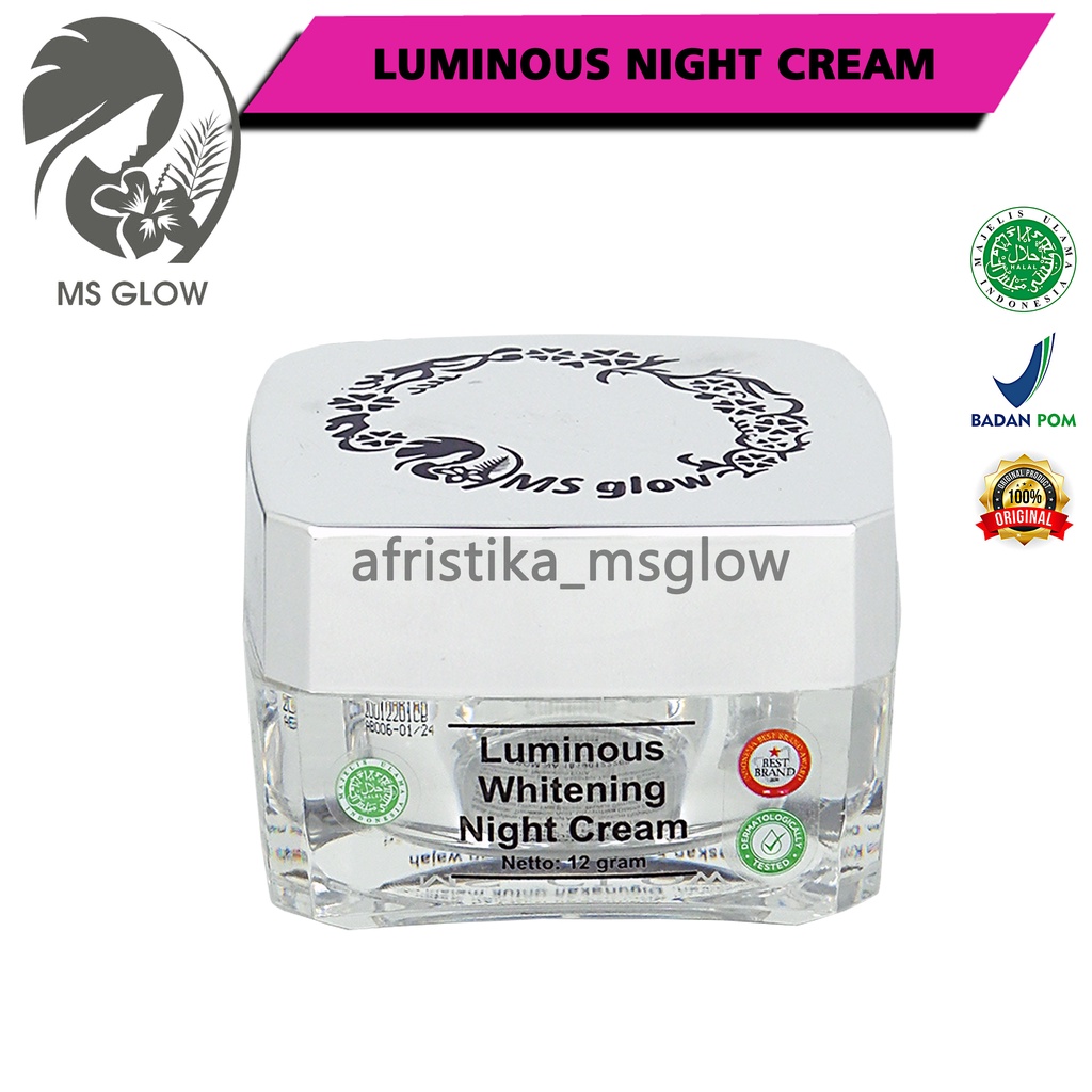 Ms Glow Night Cream Original Whitening Acne Luminous Ultimate White Cell DNA