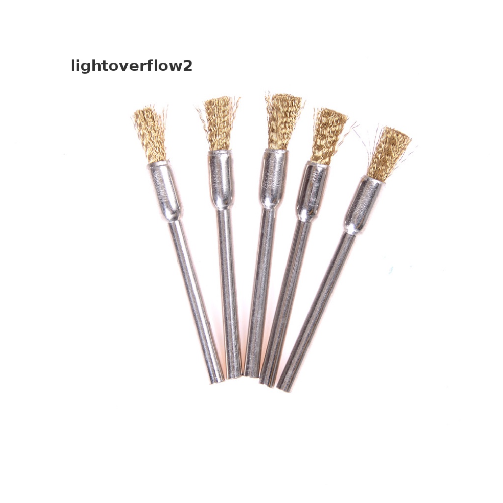 (lightoverflow2) 5pcs / Set Mata Bor Brush Sikat Kawat Kuningan Shank 3mm X 5mm Untuk Poles / Pembersih