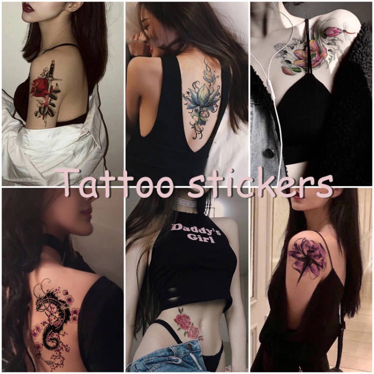 【BTI】Tato Sementara Tato Palsu Stiker Geisha Setan Tahan Air Tato Hitam