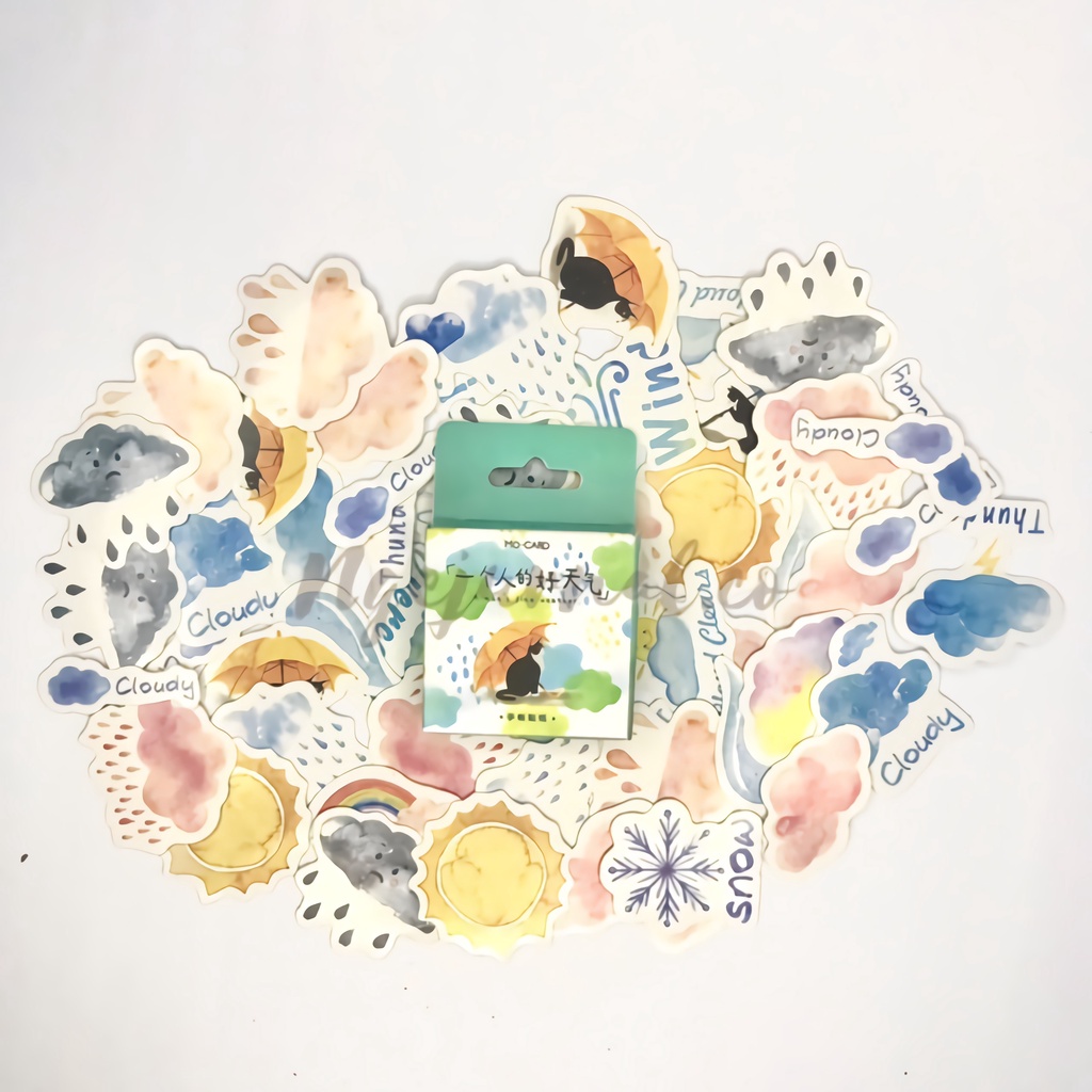 

45Pcs Stiker Motif Cuaca untuk Scrapbook / Jurnal / Diary