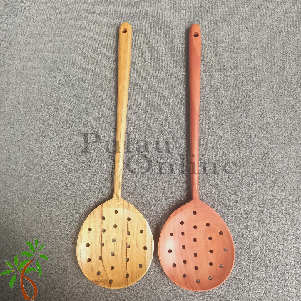 Spatula kayu Bulat Lobang Jaring sawo 35cm 40cm - Sutil kayu jaring