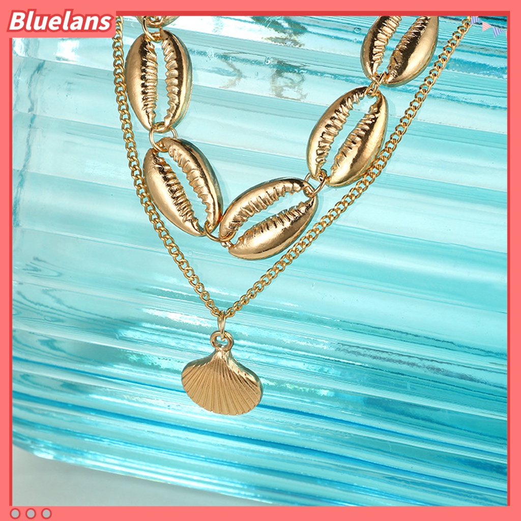 Bluelans Bohemian Women Summer Beach Double Layer Sea Shell Choker Necklace Jewelry Gift