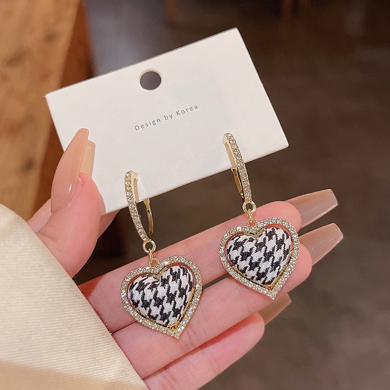 Anting Tusuk Sterling silver 925 Desain Houndstooth Mewah Untuk Wanita