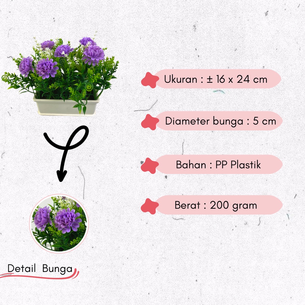 AND / COD / Pot Bunga Has Plastik Dekorasi Rumah Artificial Flowers Murah Bunga Hias Palsu Pajangan Ruangan PBP138