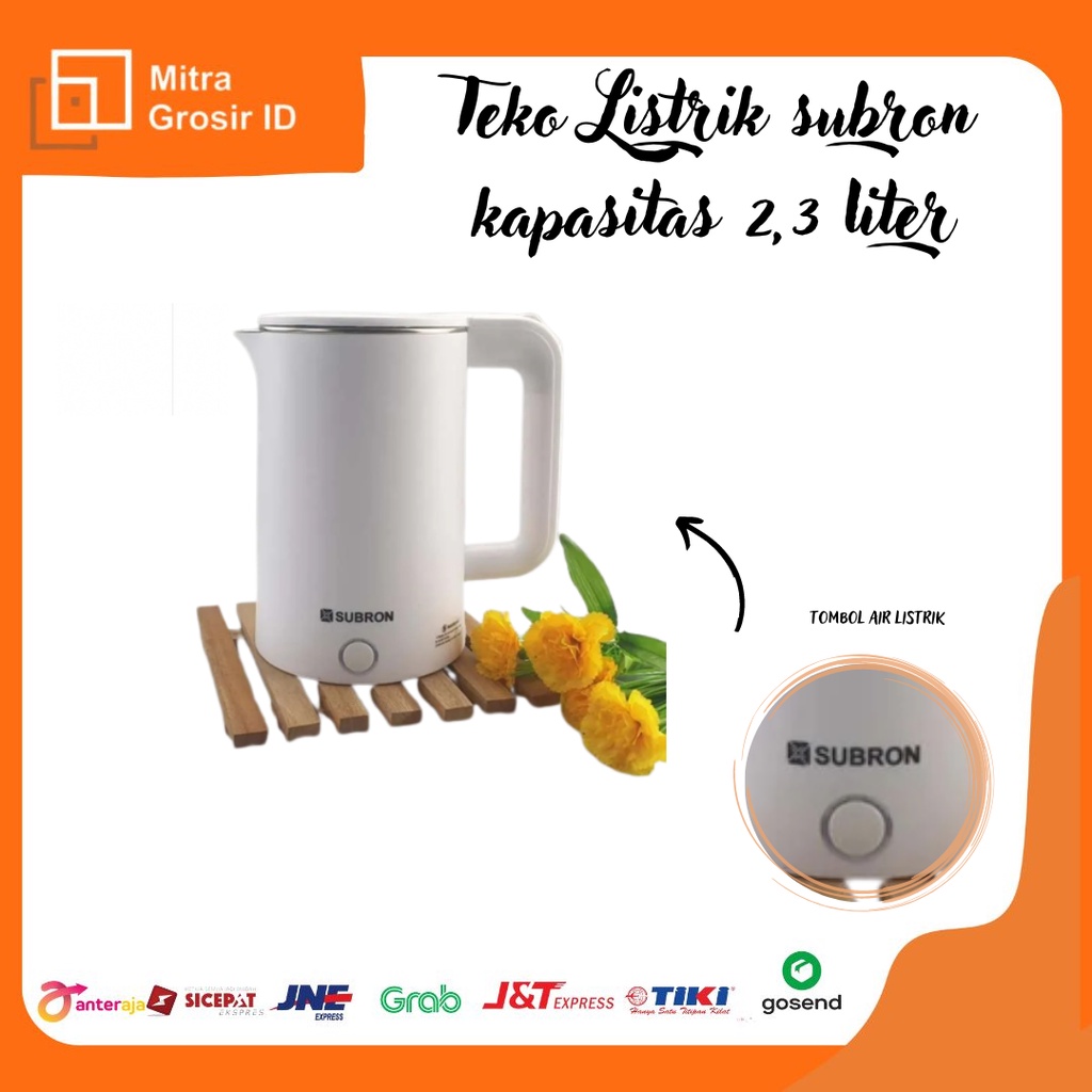 Teko Listrik SUBRON Kapasitas 2,3 Liter Putih / Termos Listrik Pemanas Air Kettle