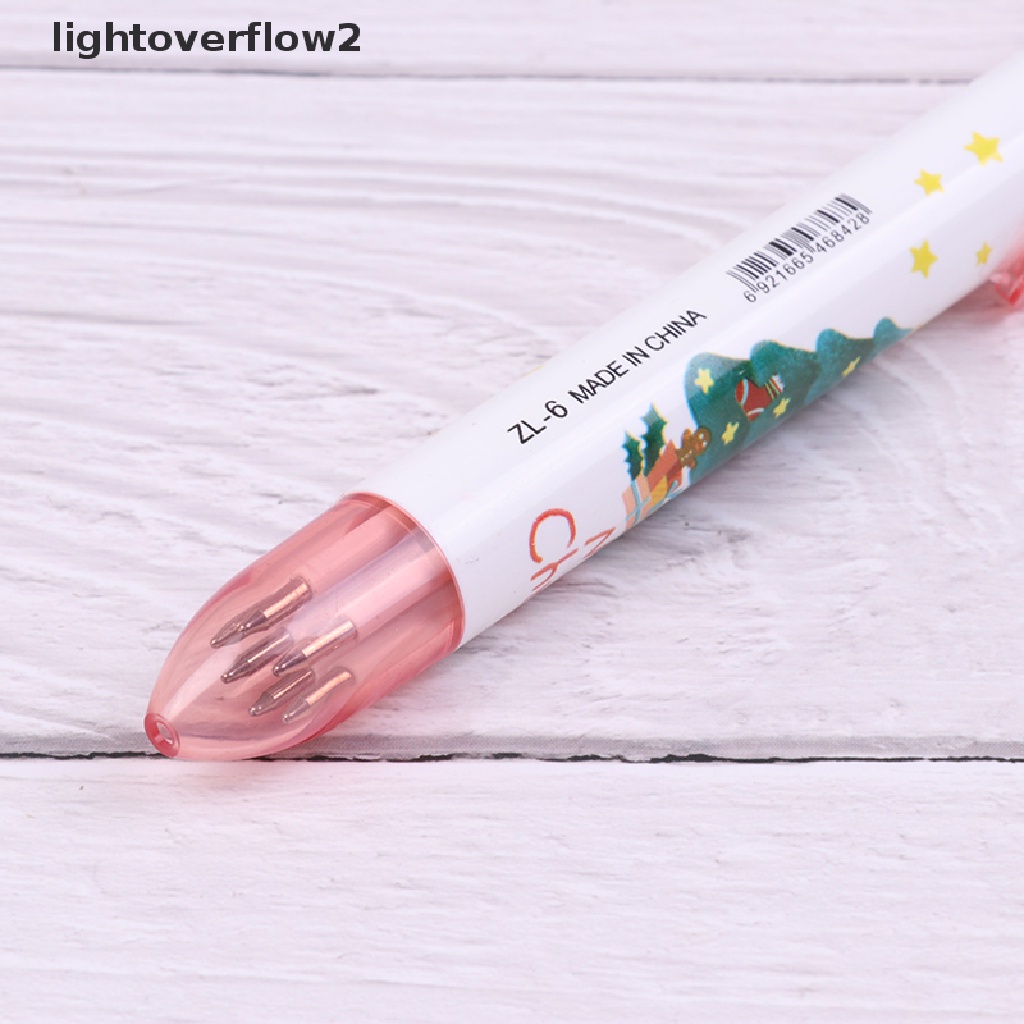 (lightoverflow2) 1pc Pulpen / Bolpoin 10 Warna Tipe Tekan Untuk Natal (ID)