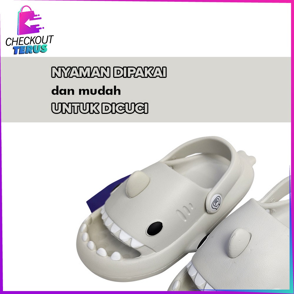 CT S40 Sandal Hiu Karakter Hewan Lucu Bahan EVA Dengan Tali Belakang Anti  Slip Unisex Sendal Selop Anak Lucu Import