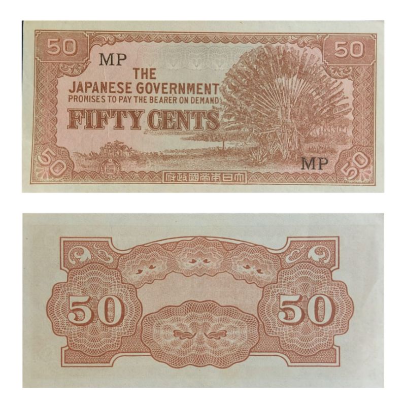 Uang Kuno 50 Dollar Japanes Goverment Malaya -Borneo AUNC MULUS Dijamin Original 100%