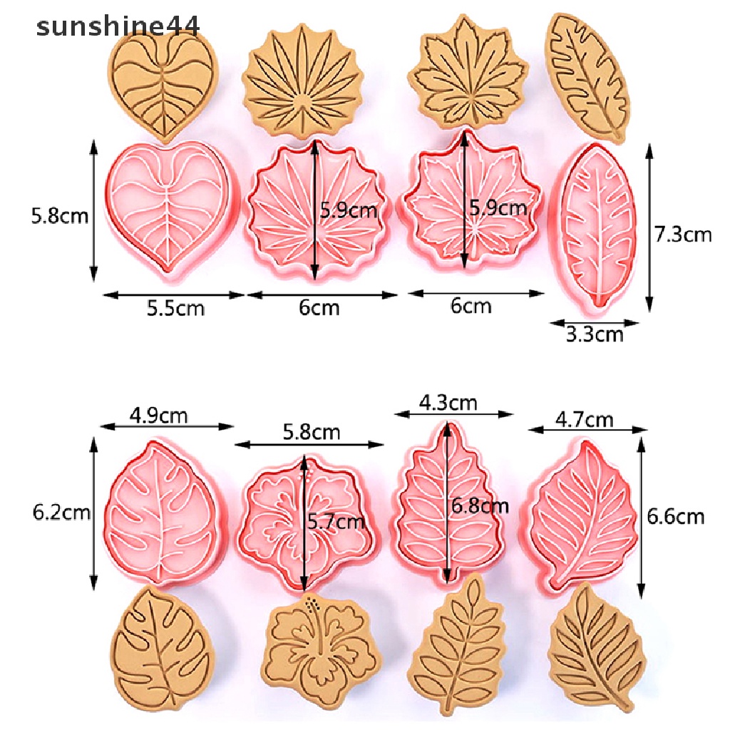 Sunshine 8Pcs Cetakan Pemotong Kue / Biskuit / Fondant Bentuk Daun