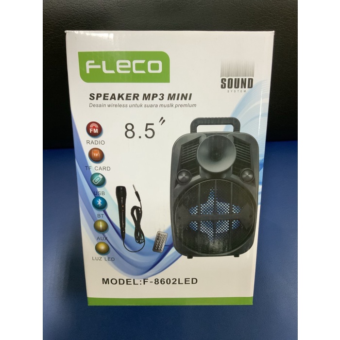 Fleco Speaker Wireless + Mic + Remote F8602LED