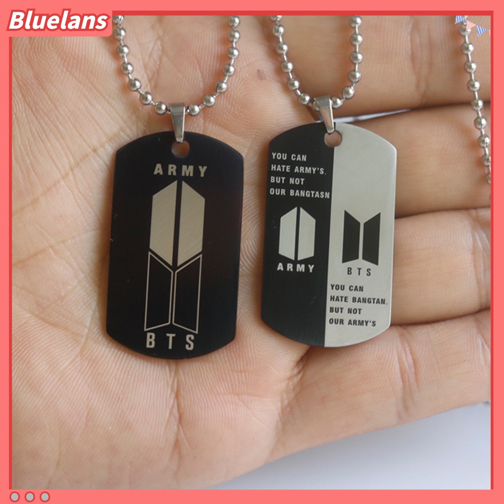 Kalung Rantai Liontin Logo Bangtan Boys Bahan Stainless Steel Untuk Unisex