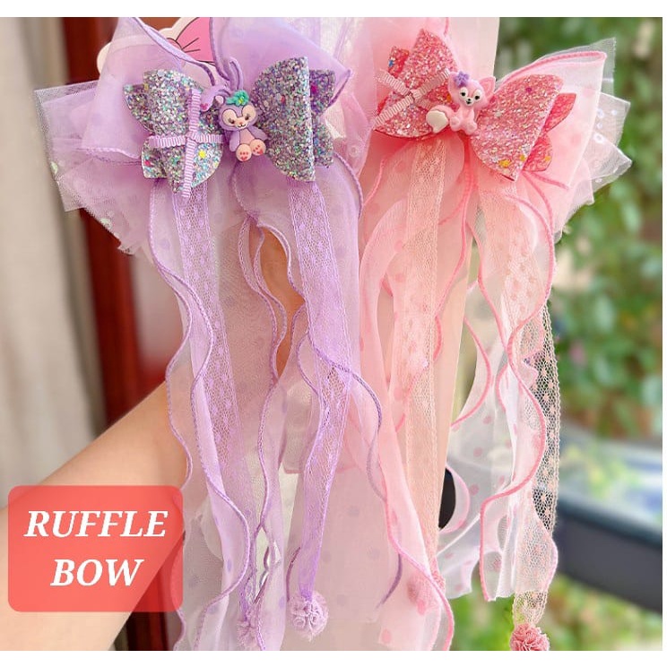 RUFFLE BOW PITA RAMBUT ANAK CEWEK PRINCESS LUCU AKSESORIS FASHION JEPIT RAMBUT