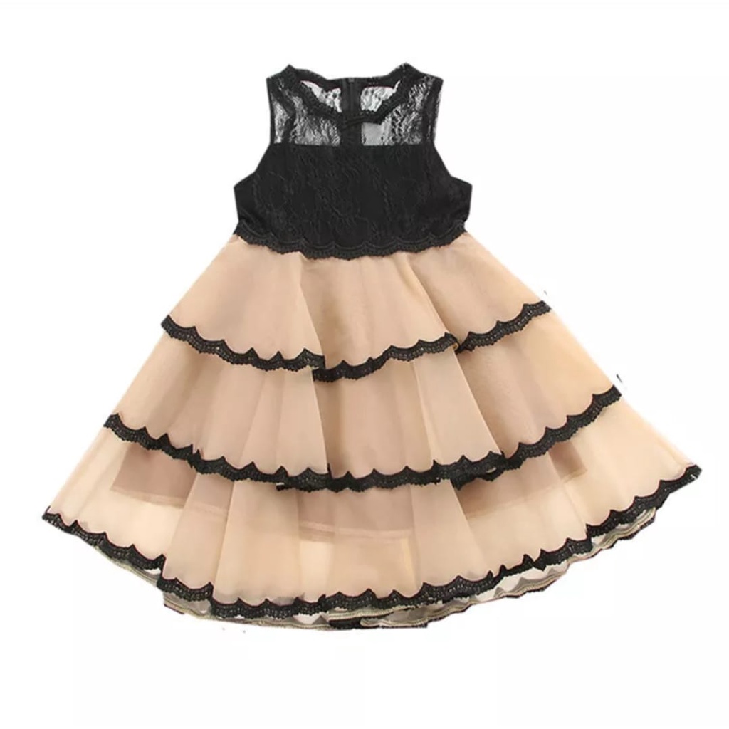 RECCA DRESS KIDS / CREAM / PUTIH / UMUR 7-10 TH/KOREA / DRESS PESTA / TERLARIS / TERBARU