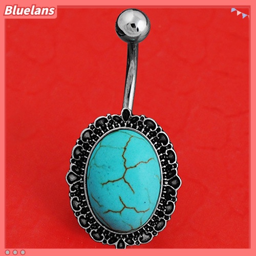 Bluelans Bohemia Turquoise Pendant Body Piercing Belly Button Navel Ring Barbell Jewelry