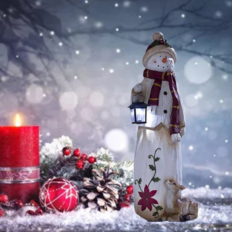 Patung Bentuk Snowman Bahan Resin Untuk Dekorasi Meja Ruang Tamu
