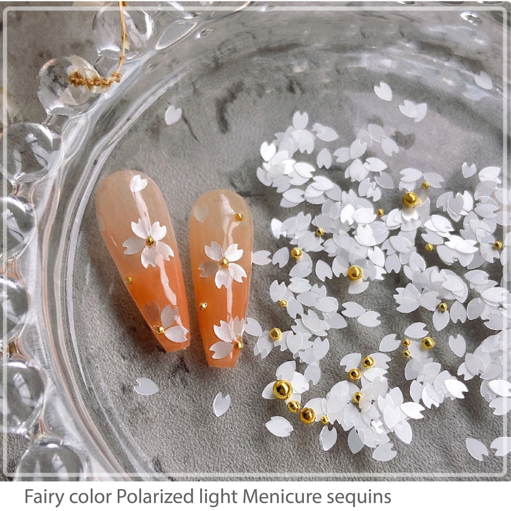MSY Hiasan Kuku Serbuk Flower+Mutiara Nail/Nail Art Accessories White Flower &amp; Pink Flower