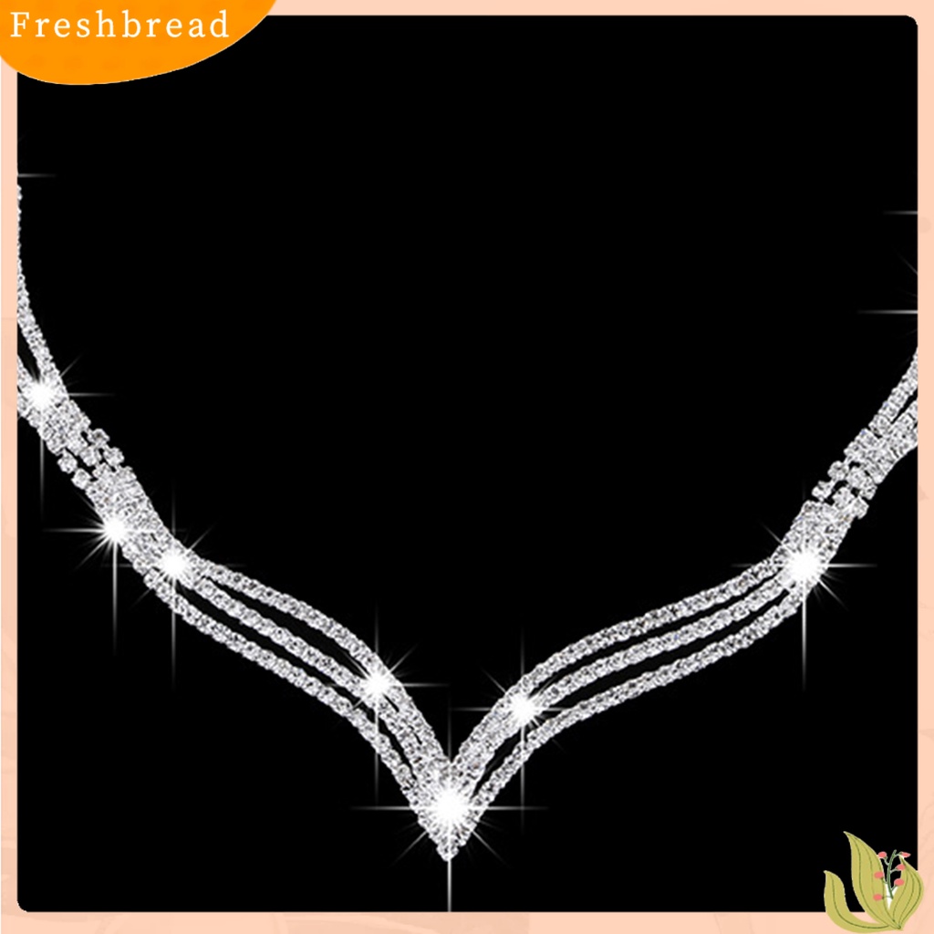 2pcs / Set Kalung Choker Anting Berlian Imitasi Bentuk Geometris Untuk Aksesoris Perhiasan