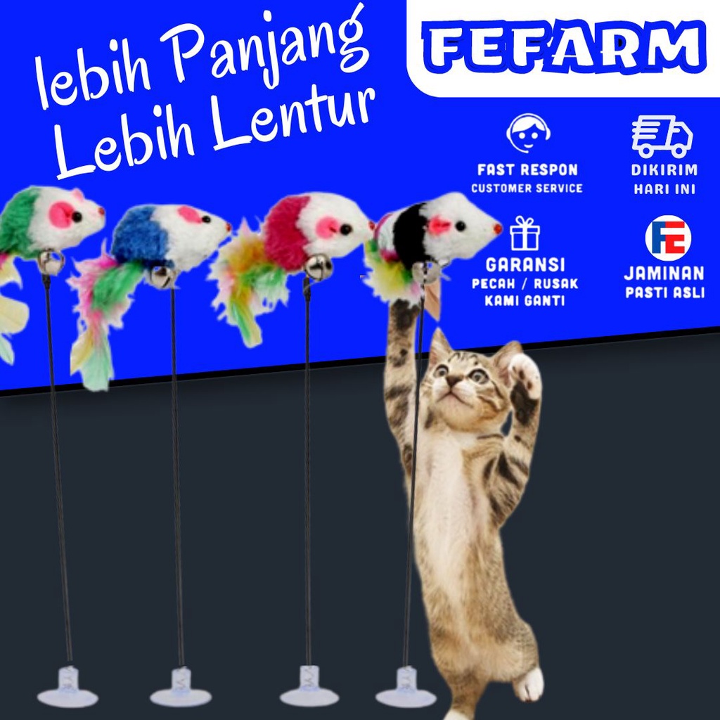 Mainan Tongkat Kucing Tempel Tikus Lentur Cat Toy Kitten Toys FEFARM