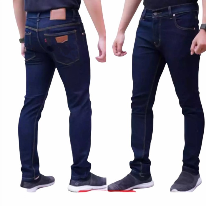 Celana Levis Jeans Panjang Pria Cowok Laki Dewasa Pensil Skinny Karet - Navy Garmen, 27(H8Q4) CELANA