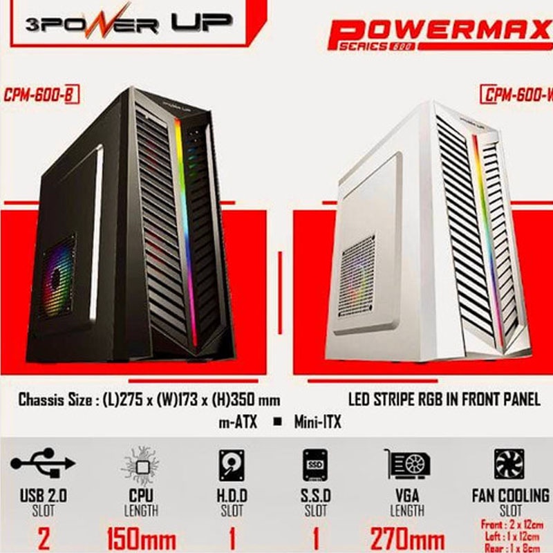 Casing Power Up Powermax CPM-600B Black