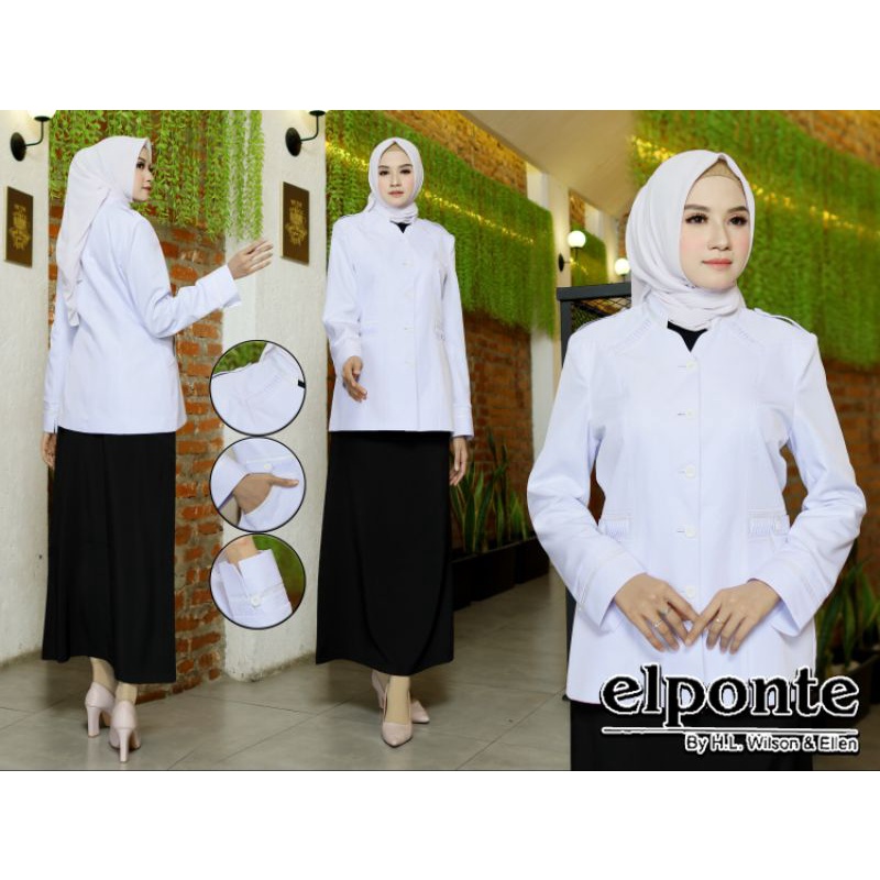BAJU DINAS PUTIH WANITA /BAJU BLAZER WANITA PUTIH/ FREE HIJAB