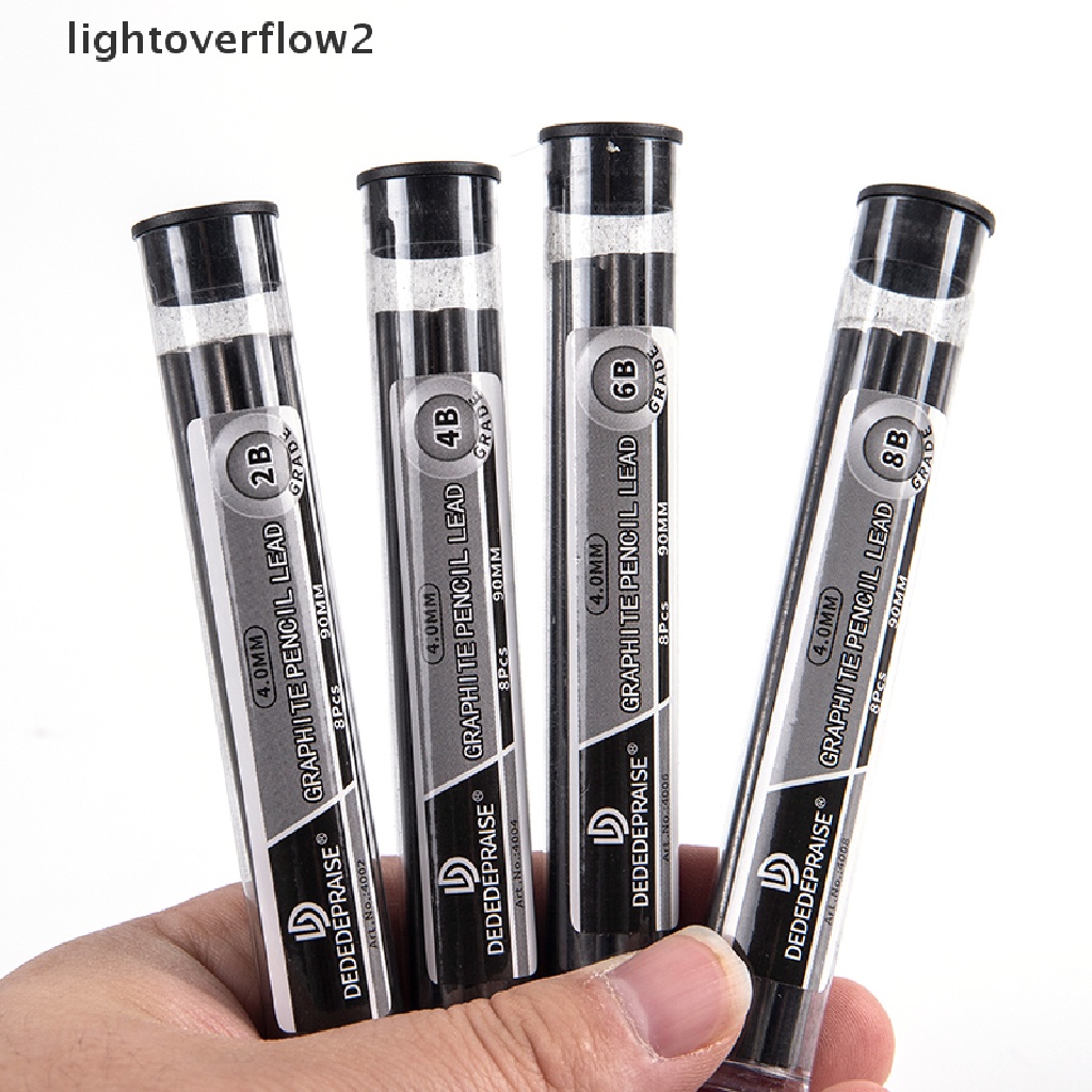 Lightoverflow2 8Pcs / set Pensil Mekanik Otomatis 4.0mm 2B / 4B / 6B / 8B Untuk Pengerjaan Kayu