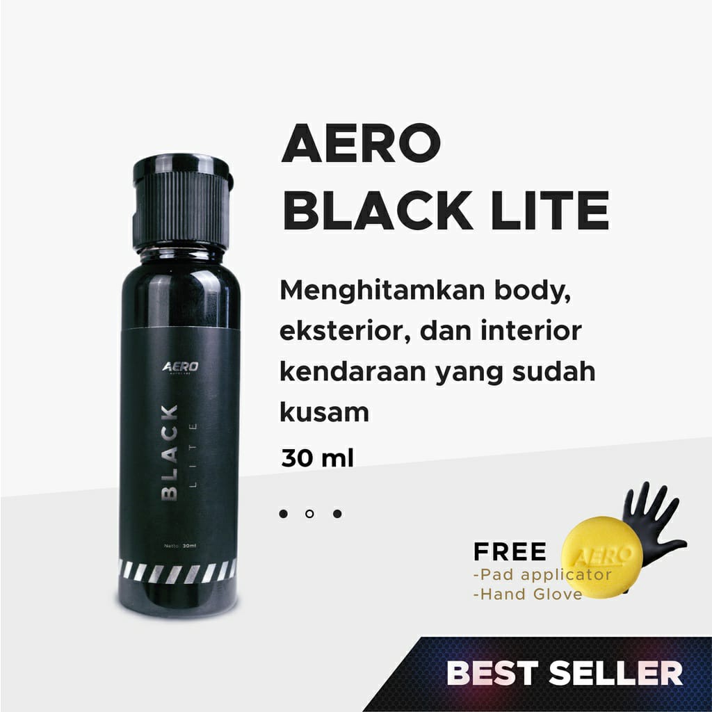 (GRATIS SARUNG TANGAN DAN SPONS) Aero Black penghitam body kendaraan 30 ml