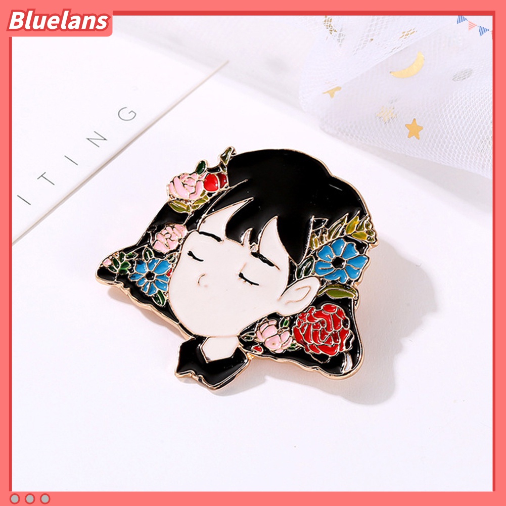 Bros Pin Enamel Desain Kartun Potret Perempuan Untuk Dekorasi Jeans Mantel Syal