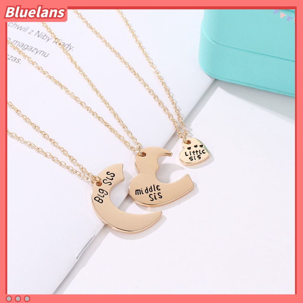 3pcs / Set Kalung Bentuk Hati Warna Kontras Untuk Wanita