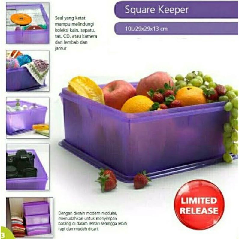 square keeper 10L tupperware SALE warna ungu