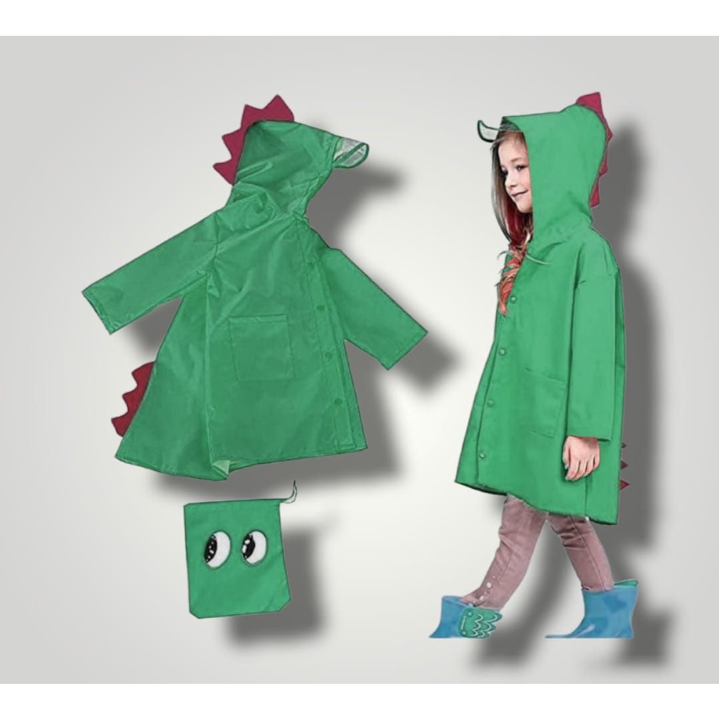 Jas Hujan Anak -Mantel anak-Kids Raincoat Dino - 1-7thn