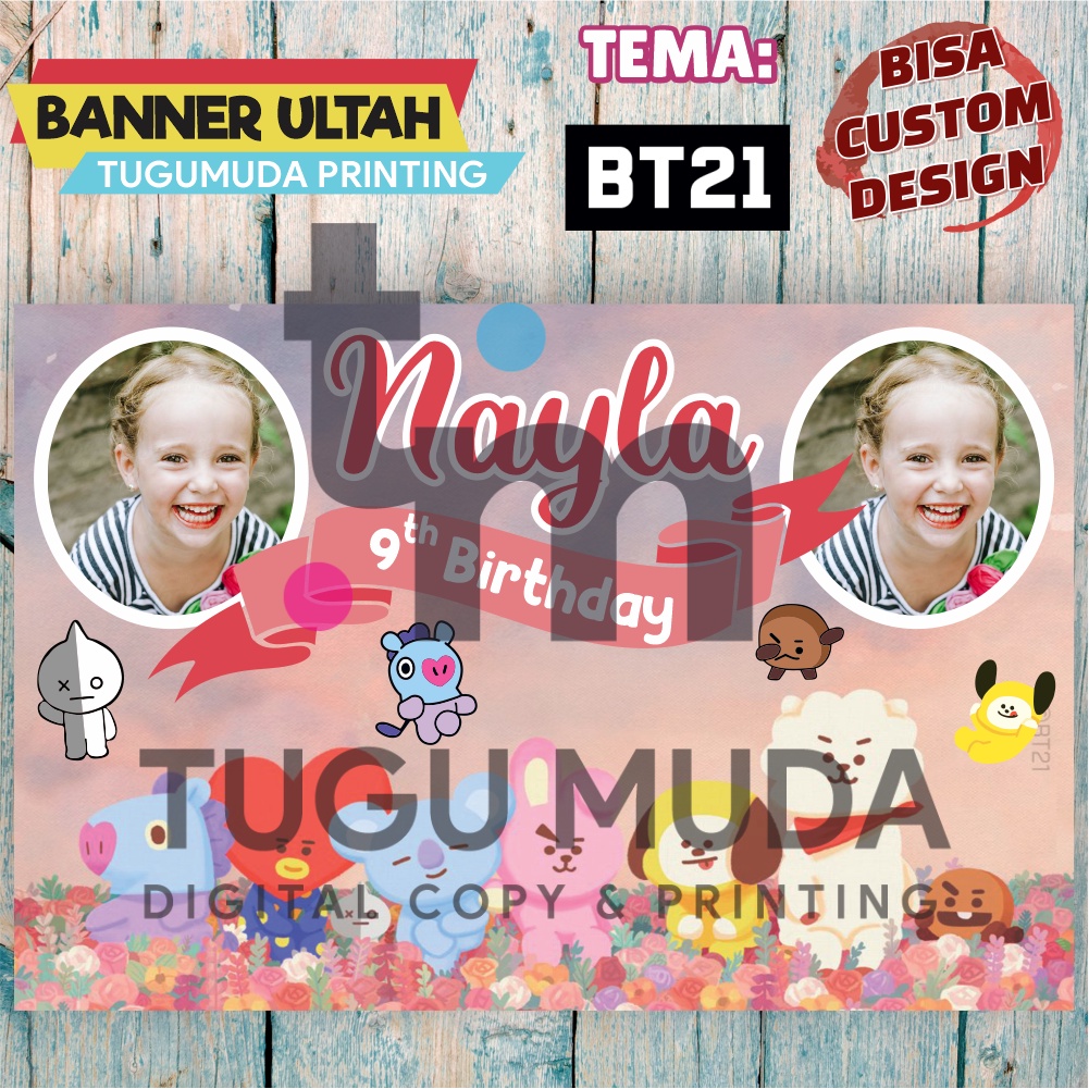 Cetak Banner|Backdrop|Spanduk Ultah/Ulang Tahun Anak -  BT21