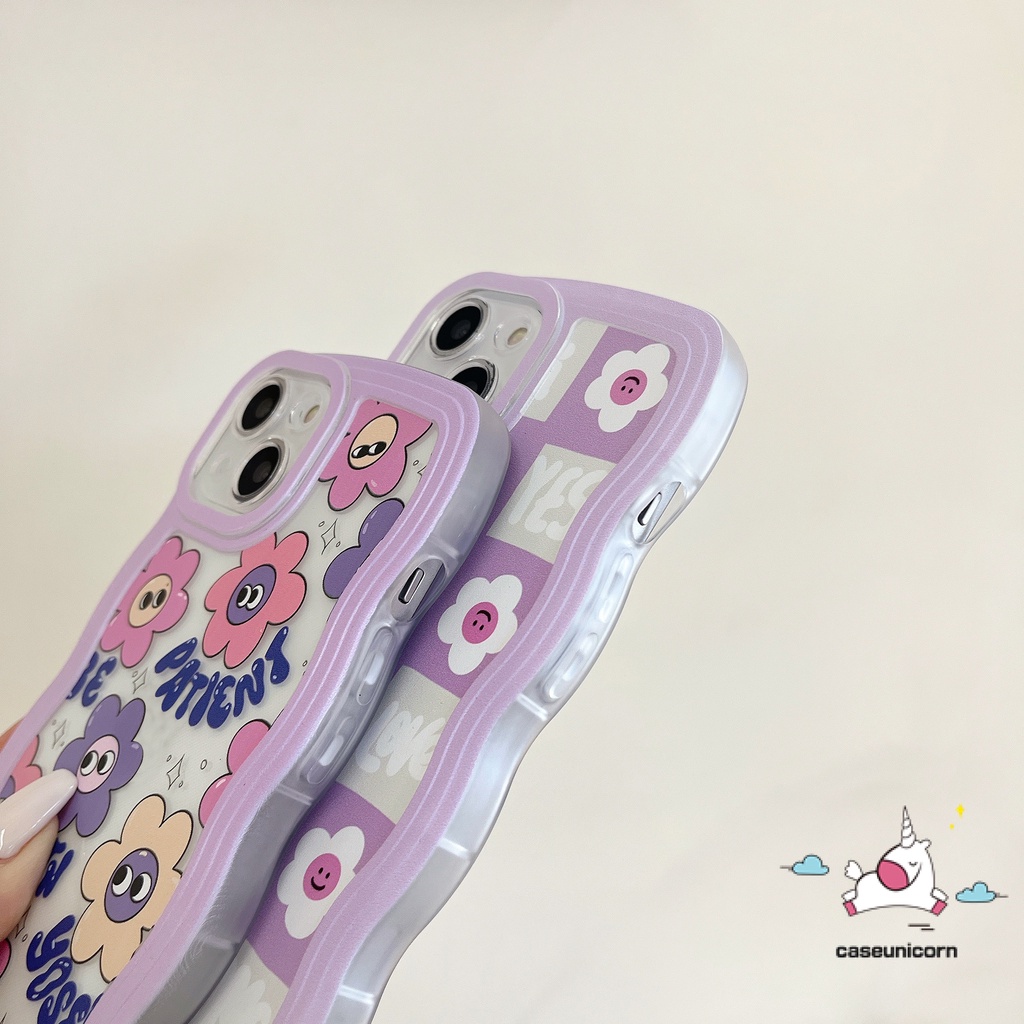 Case Oppo A15 A17 A16 A57 A95 A17K A55 A3s A78 A16K A77s A77 A1K A96 A9 A5 A54 A74 A76 A12 A7 A5s F9 A16E A53 A16s A52 Reno 8T 8 6 7Z Korea Lucu Smiley Bunga Lembut Bergelombang Casing Edge