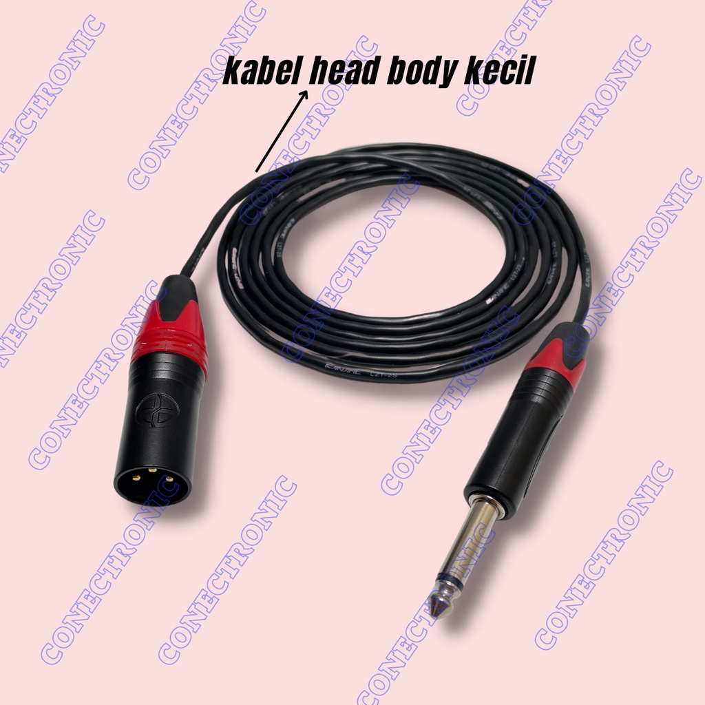kabel mic jack xlr male to akai mono hitam | kabel head body kecil - 4 meter