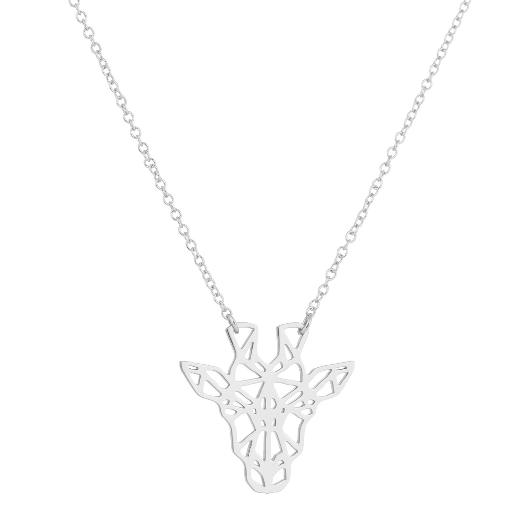 Kalung Rantai Klavikula Hias Liontin Hewan Jerapah origami Geometris Bahan stainless steel Gaya Eropa Amerika