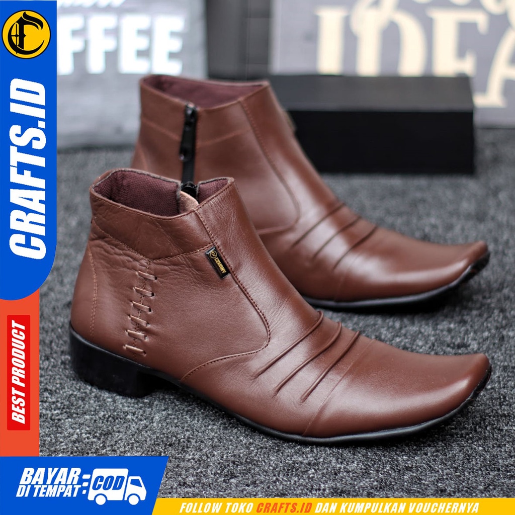 CRAFTS badami - Sepatu Boots Pantopel Formal Kulit Asli Kerja Pria