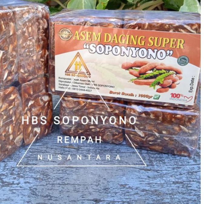 

Ready Stok Asam jawa 1Kg TANPA biji SUPER (premium) 1 pack isi 4 @250gr / Asem jawa daging Super HBS Soponyono grosir